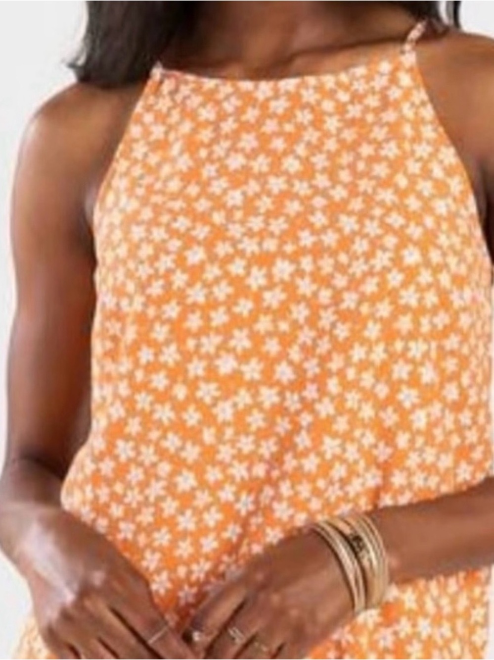 Blue Rain Orange Floral Halter Tank Top